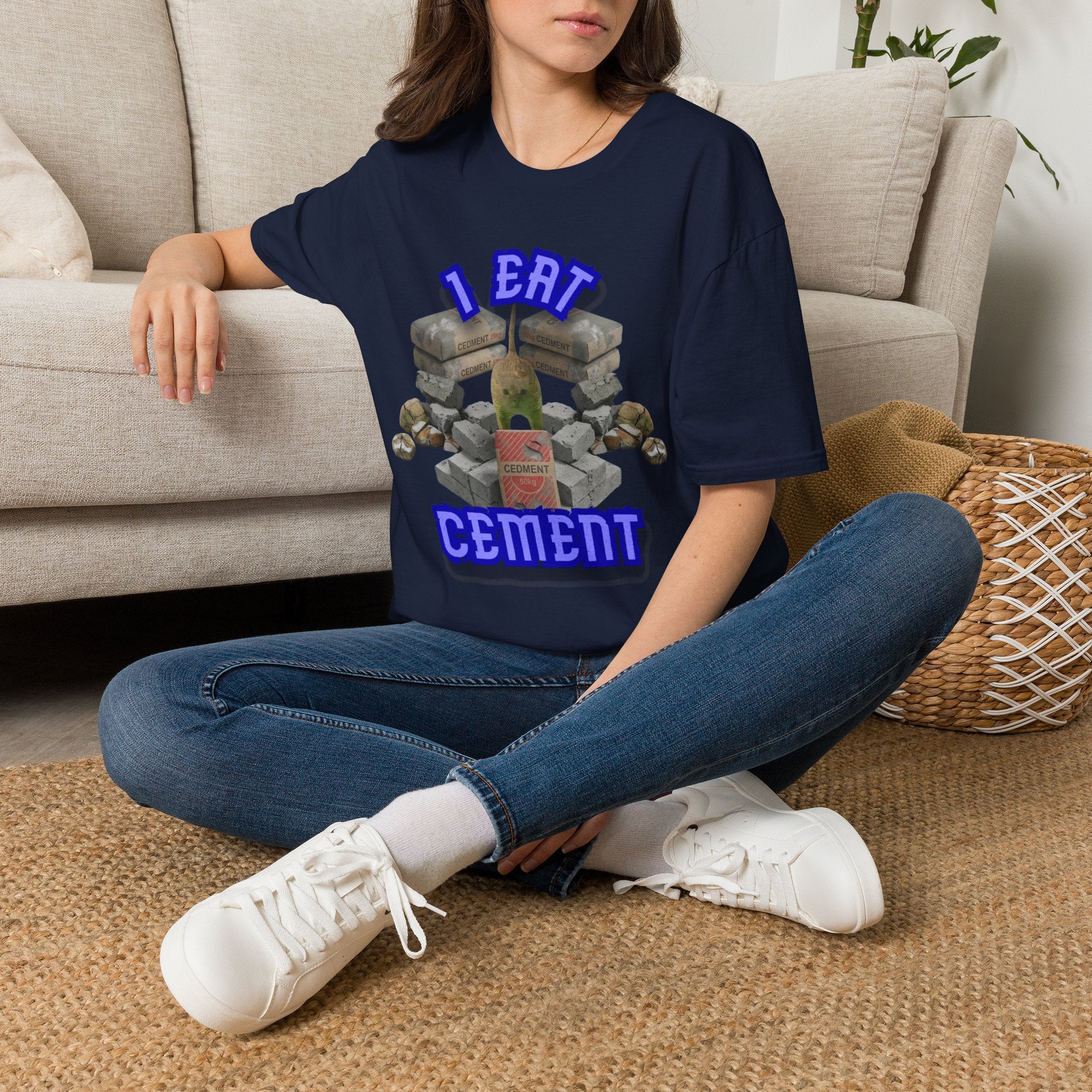 T-Shirt — 'I Eat Cement' Graphic Tee (Humorous Stonework / Masonry Design)