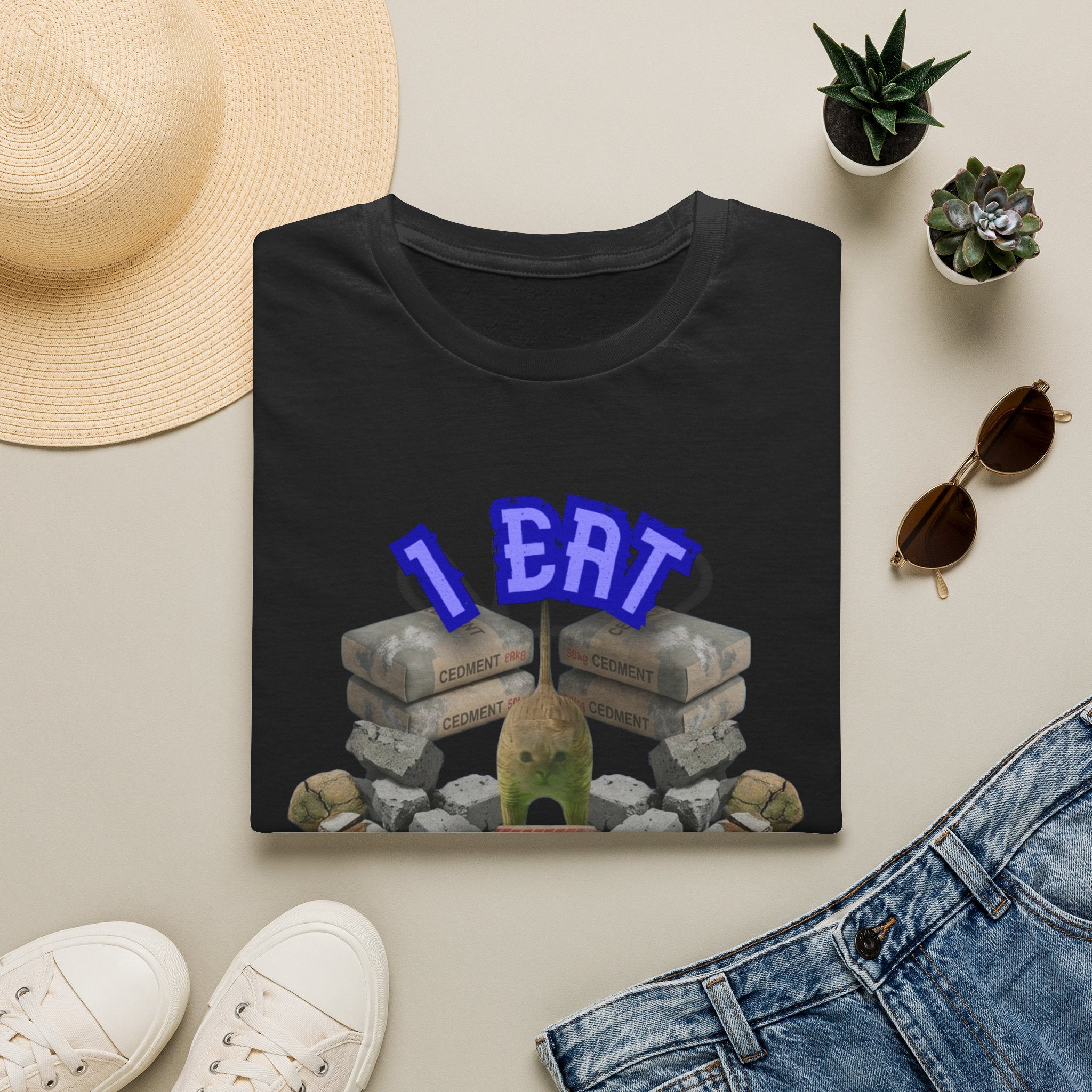T-Shirt — 'I Eat Cement' Graphic Tee (Humorous Stonework / Masonry Design)