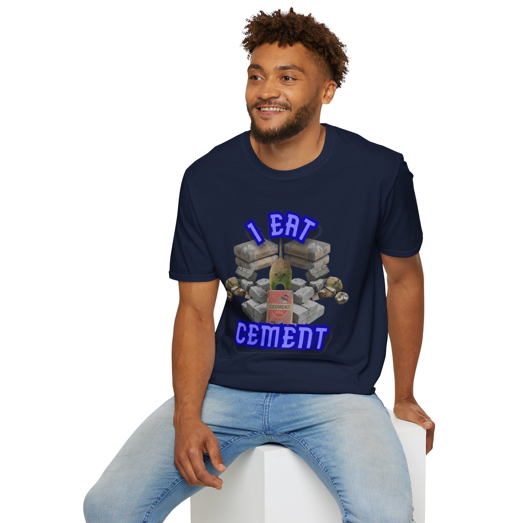T-Shirt — 'I Eat Cement' Graphic Tee (Humorous Stonework / Masonry Design)