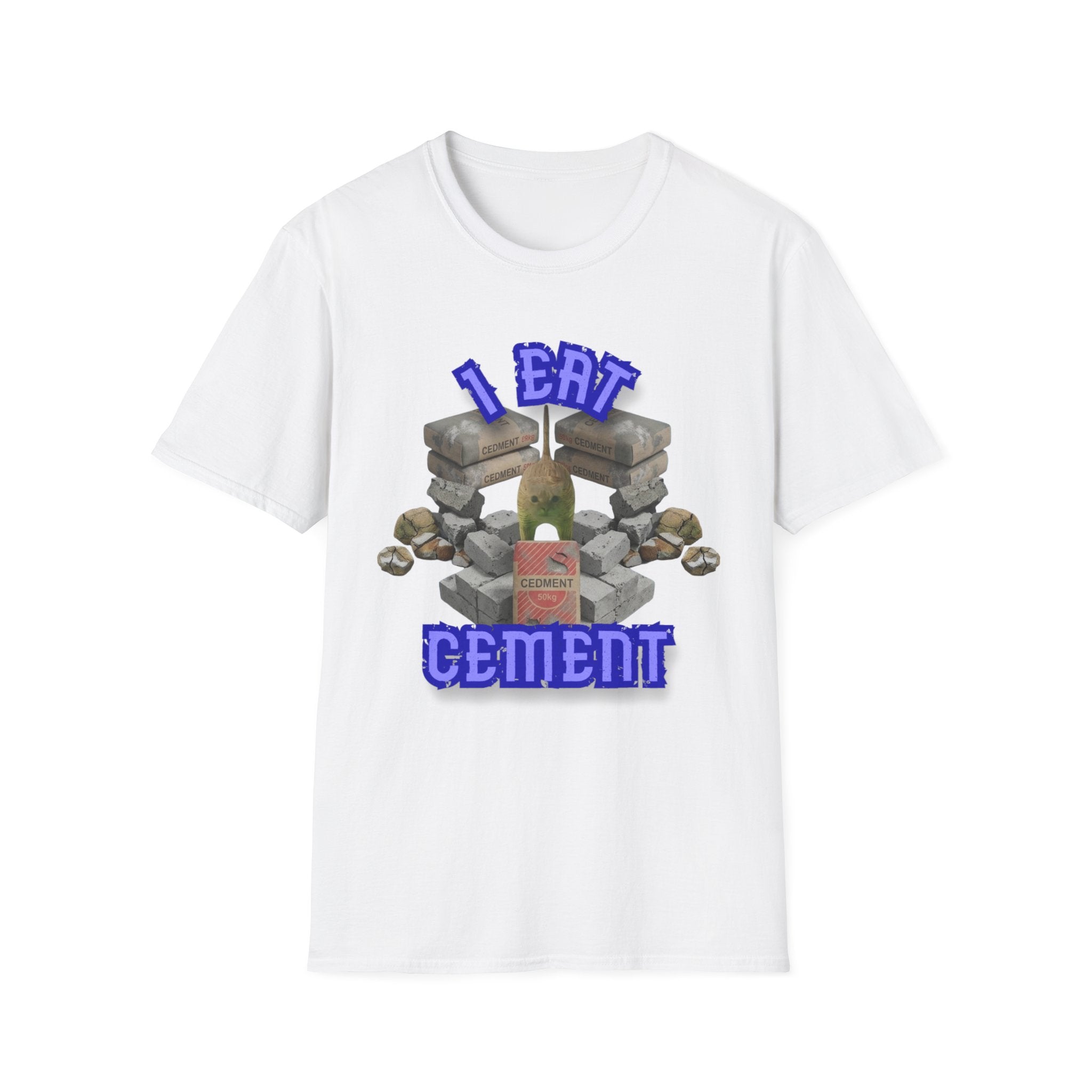 T-Shirt — 'I Eat Cement' Graphic Tee (Humorous Stonework / Masonry Design)