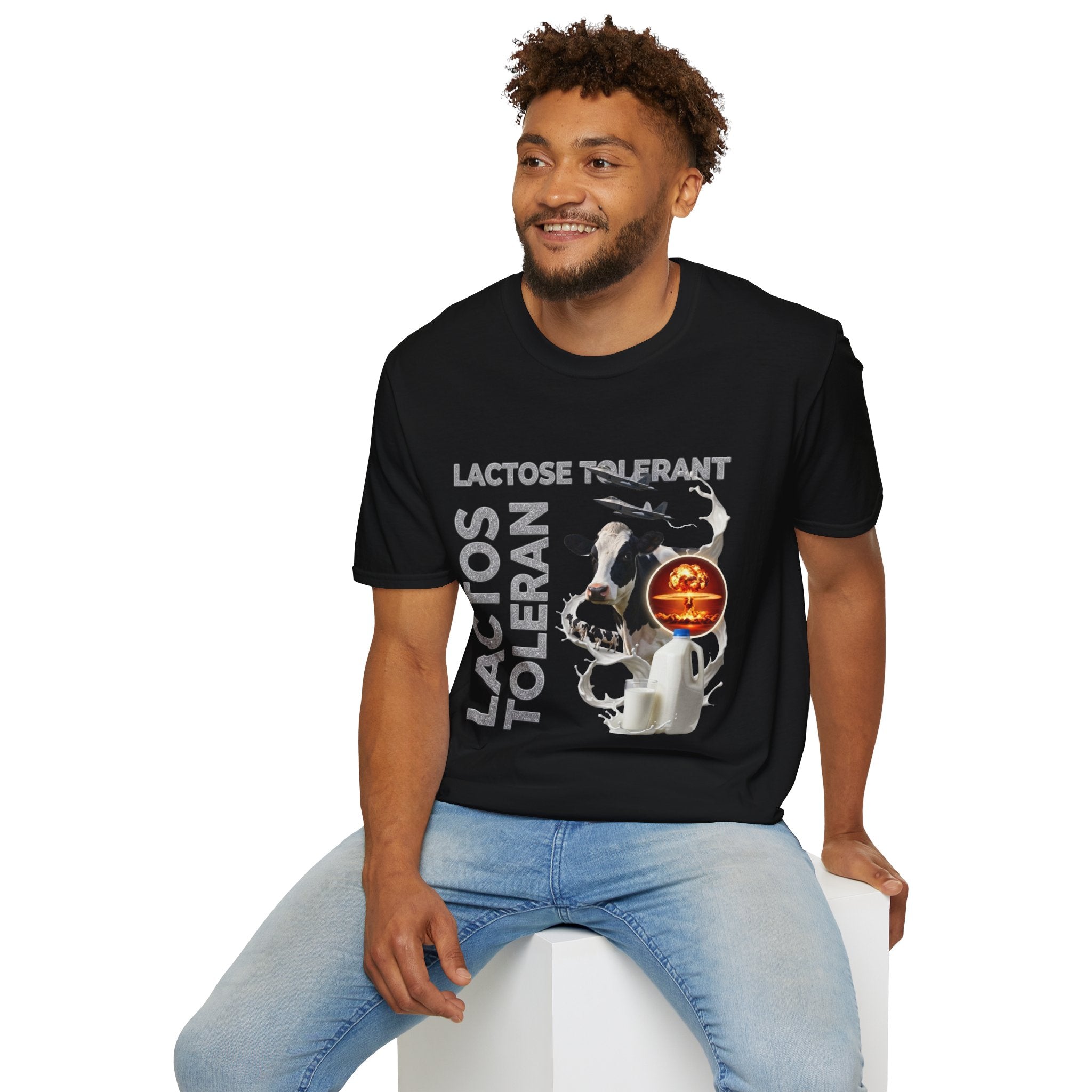 Lactose Tolerant Cow Graphic T-Shirt — Funny Dairy Lover Tee