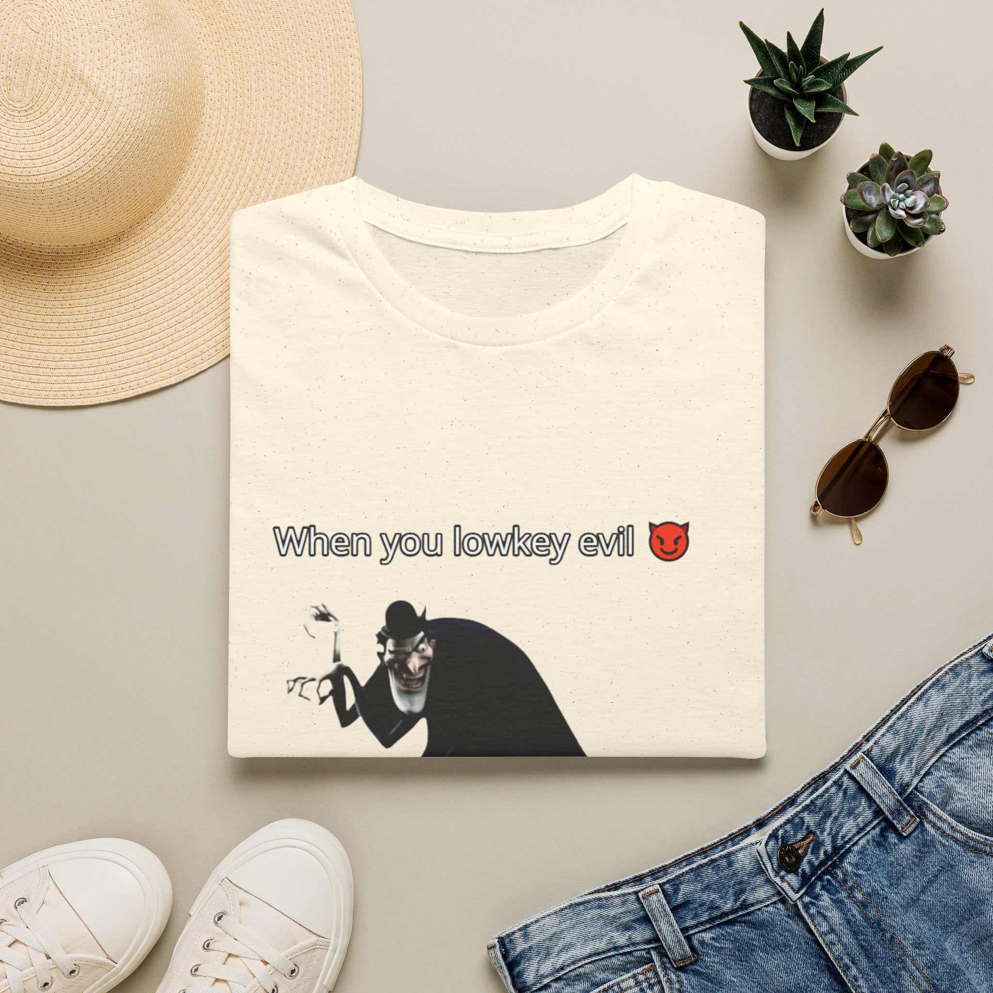 T-Shirt — “When You Lowkey Evil” Devil Emoji Graphic Tee