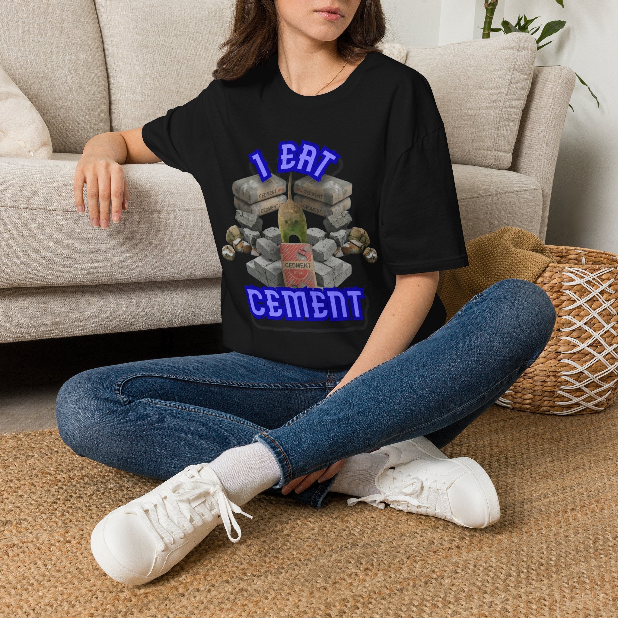 T-Shirt — 'I Eat Cement' Graphic Tee (Humorous Stonework / Masonry Design)