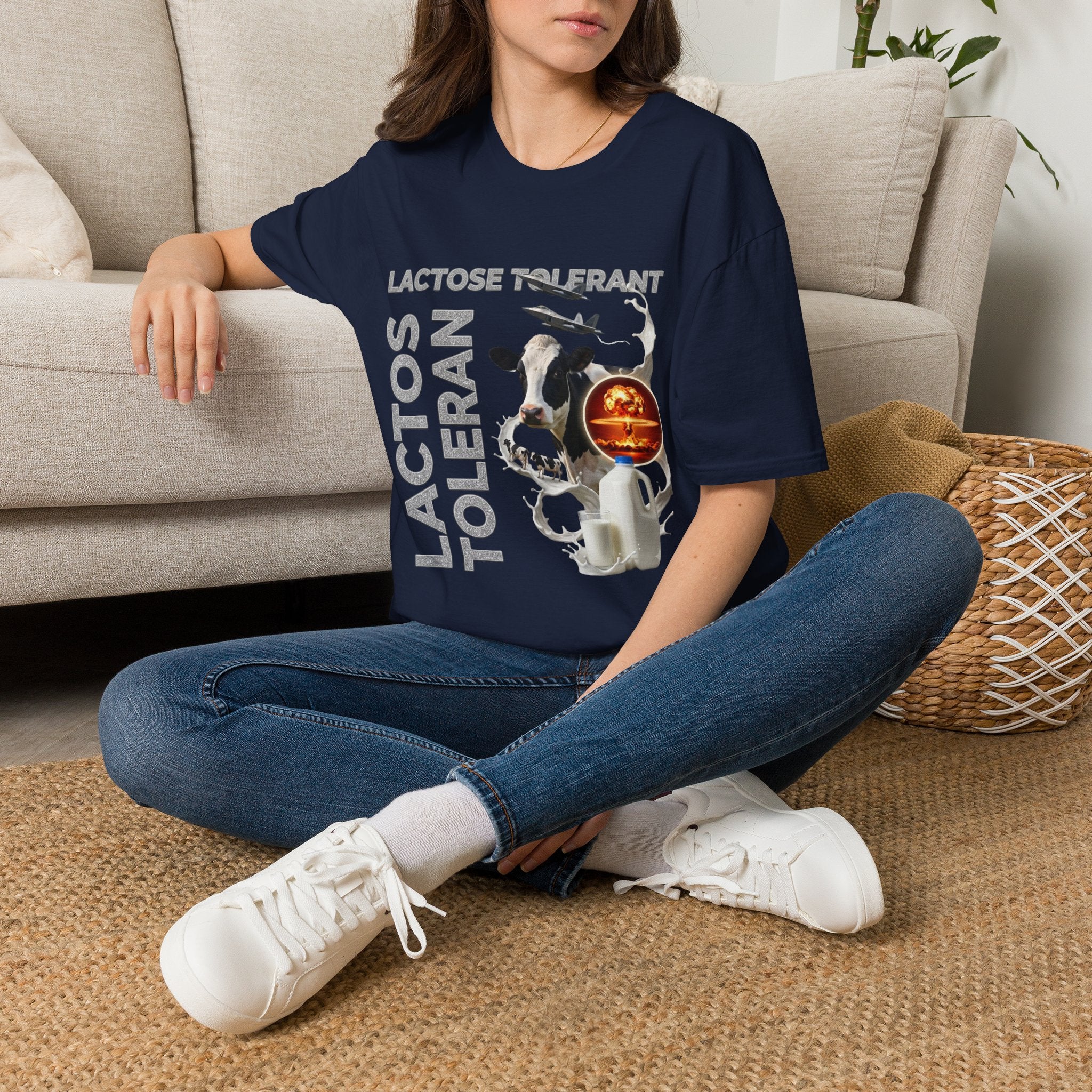 Lactose Tolerant Cow Graphic T-Shirt — Funny Dairy Lover Tee