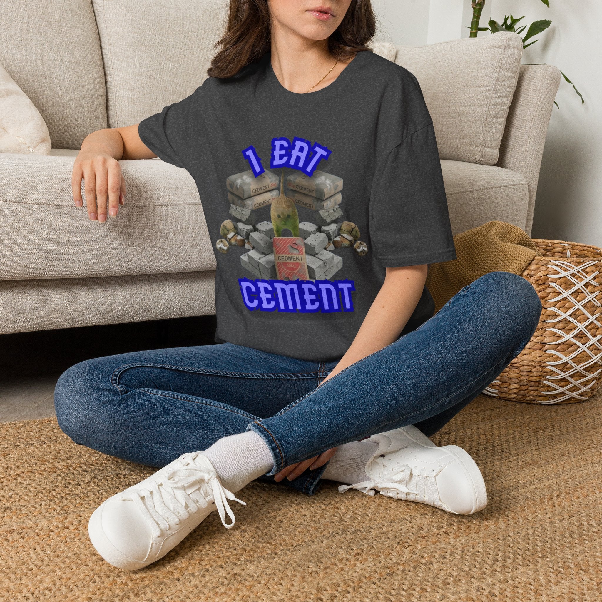 T-Shirt — 'I Eat Cement' Graphic Tee (Humorous Stonework / Masonry Design)