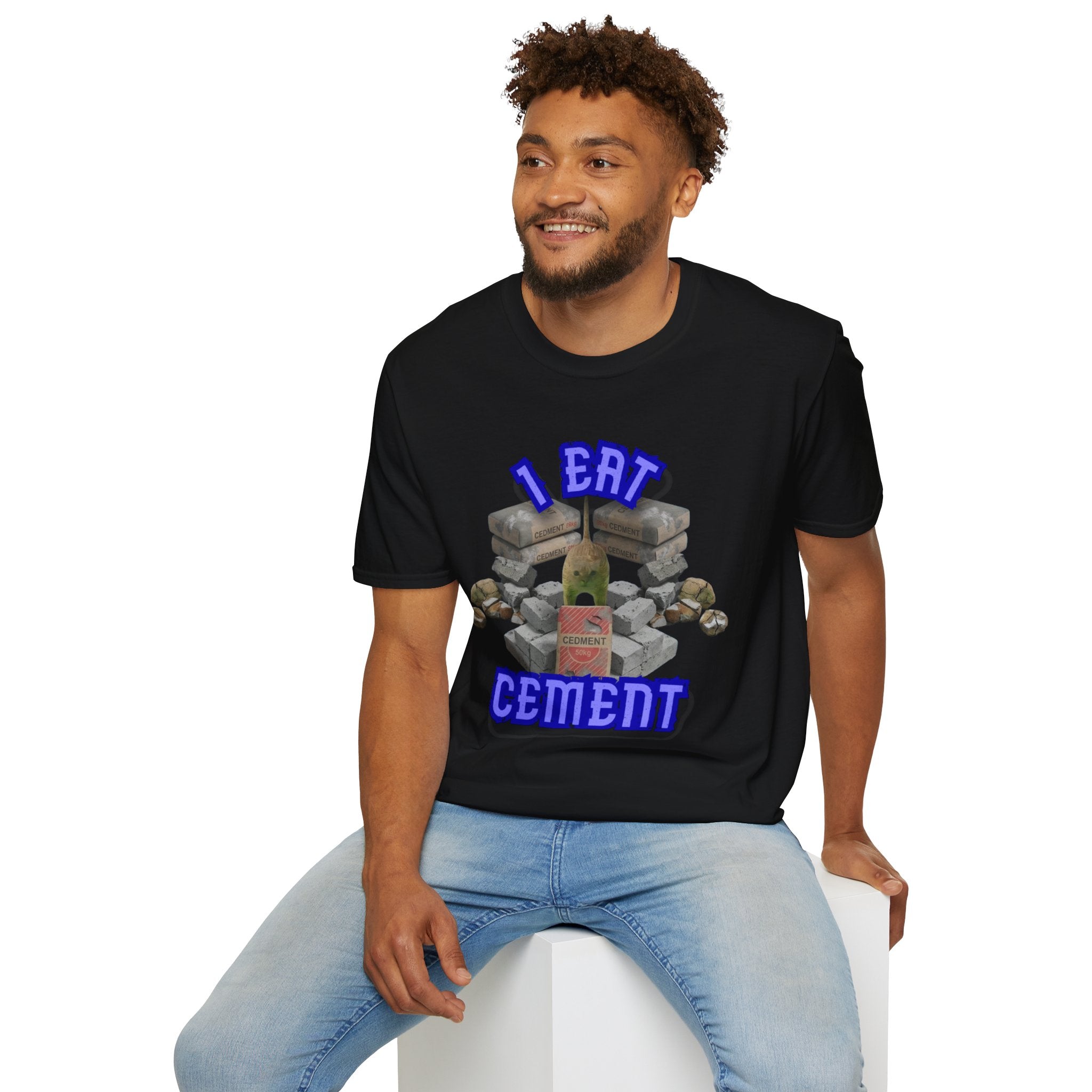 T-Shirt — 'I Eat Cement' Graphic Tee (Humorous Stonework / Masonry Design)