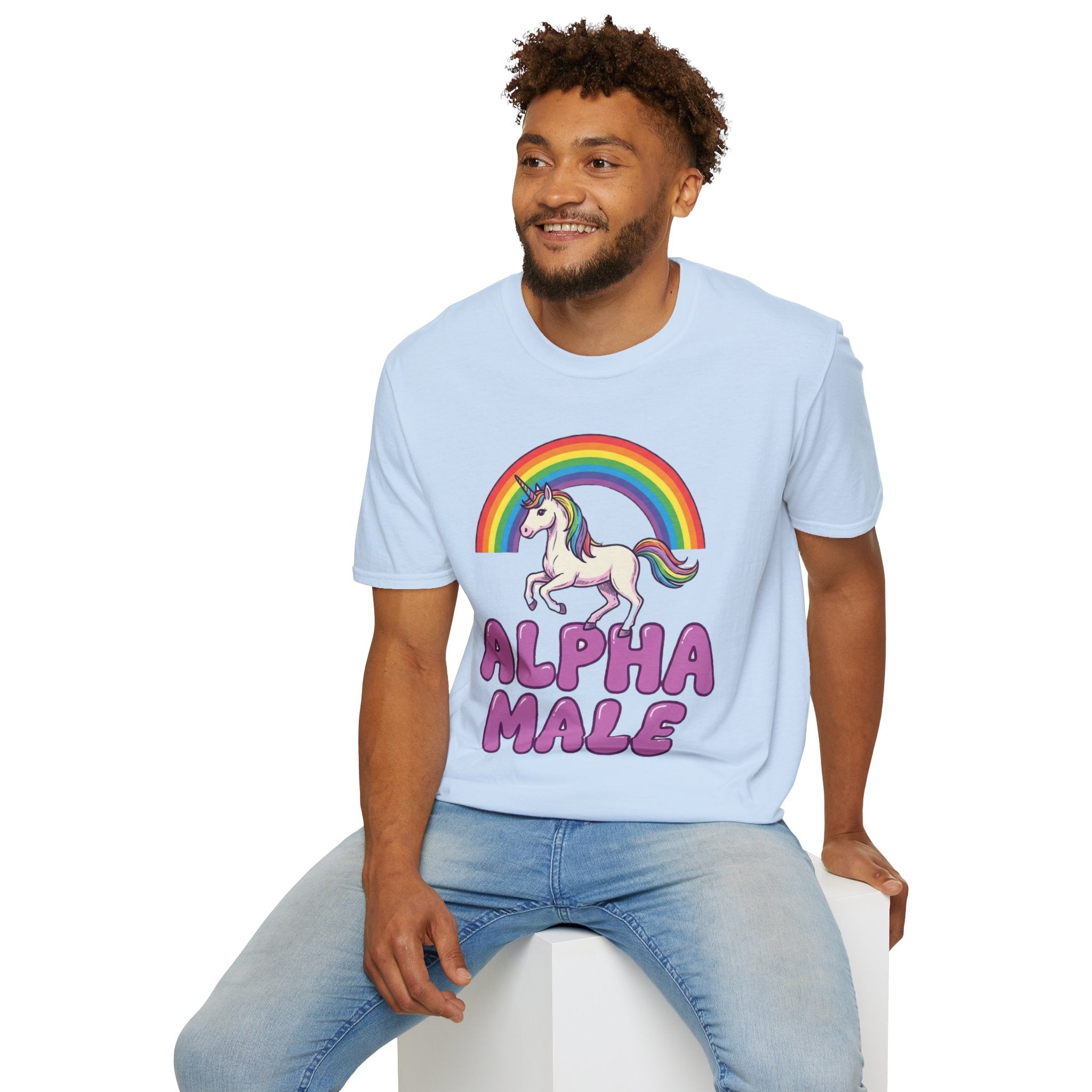 T-Shirt — Rainbow Unicorn "Alpha Male" Graphic Tee