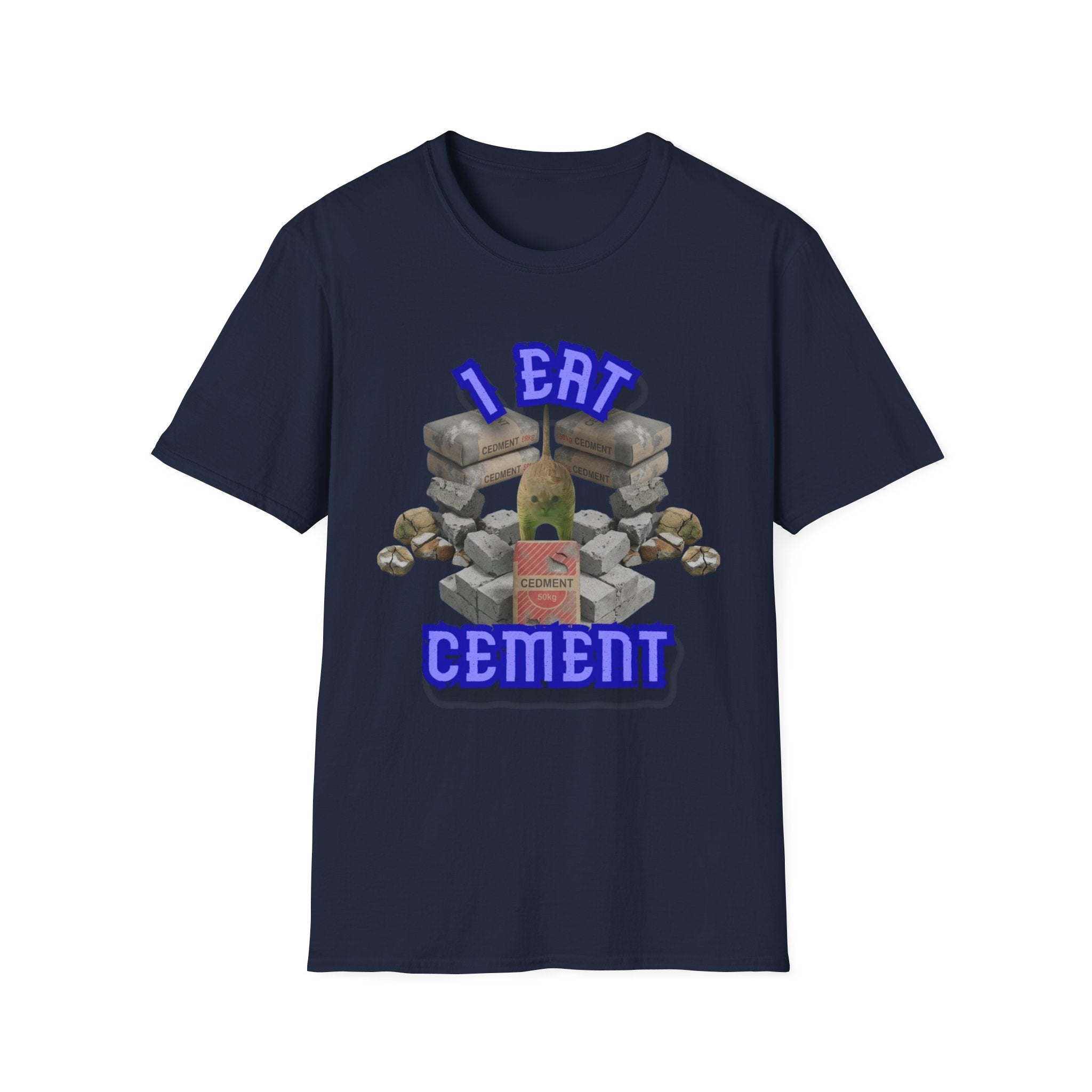 T-Shirt — 'I Eat Cement' Graphic Tee (Humorous Stonework / Masonry Design)