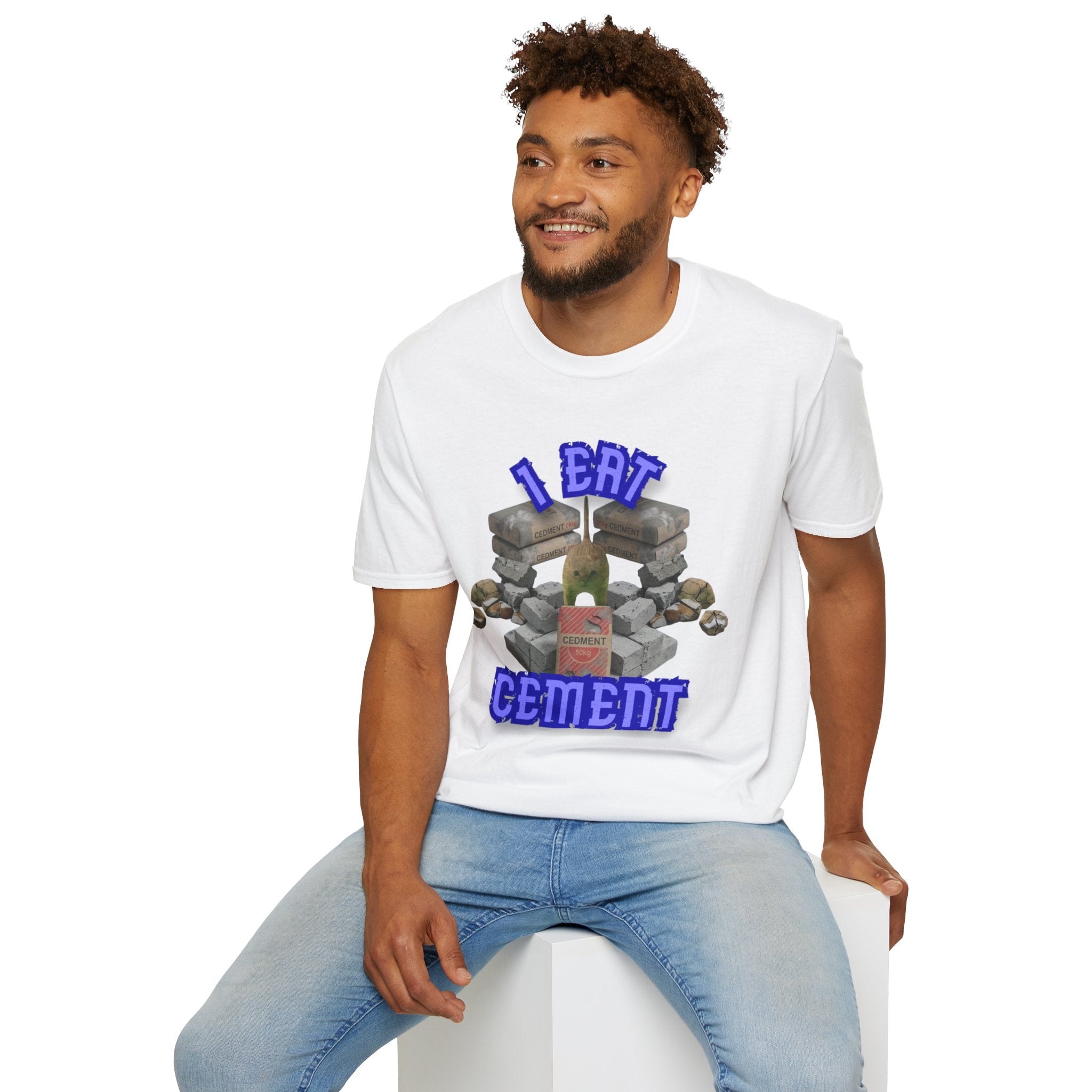 T-Shirt — 'I Eat Cement' Graphic Tee (Humorous Stonework / Masonry Design)