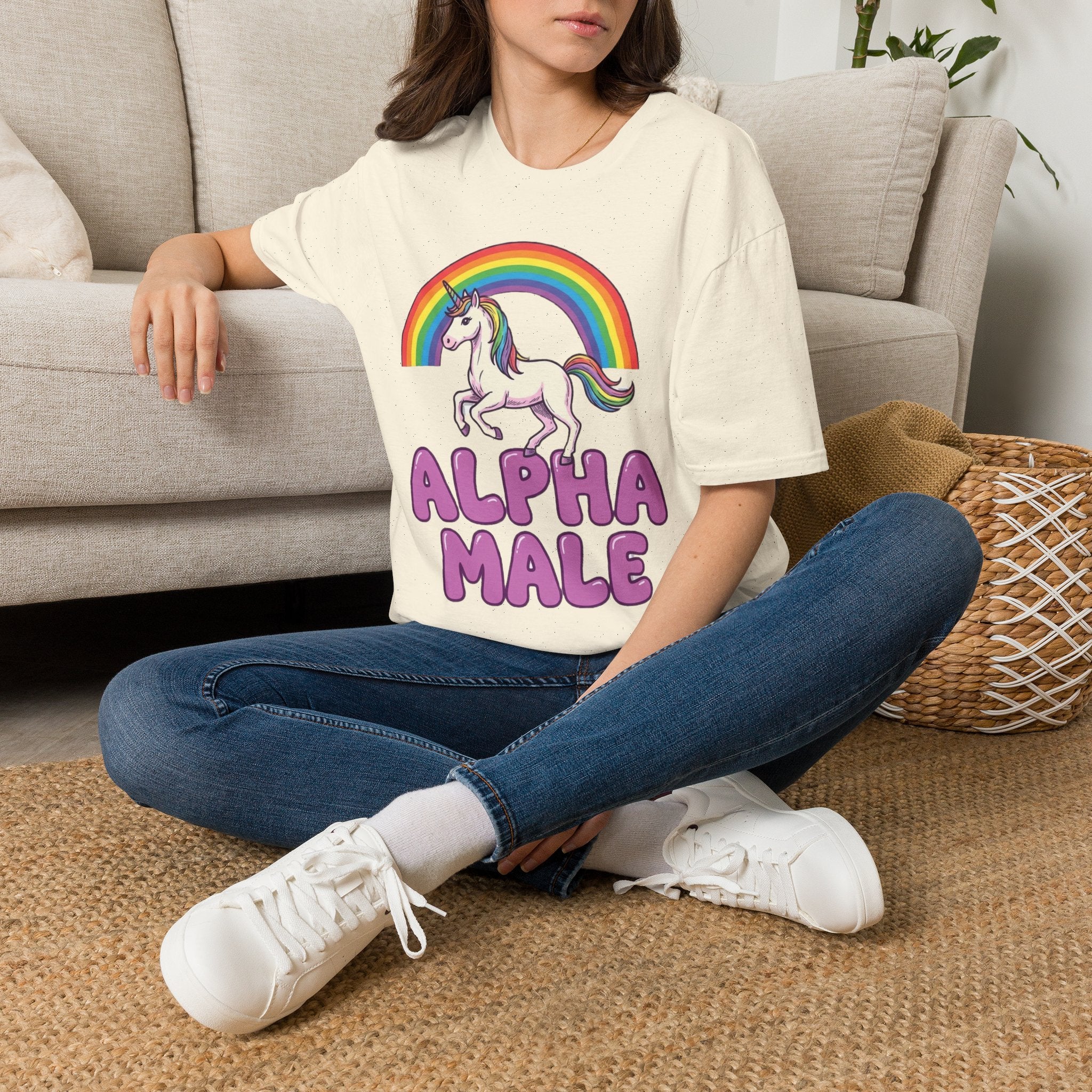 T-Shirt — Rainbow Unicorn "Alpha Male" Graphic Tee
