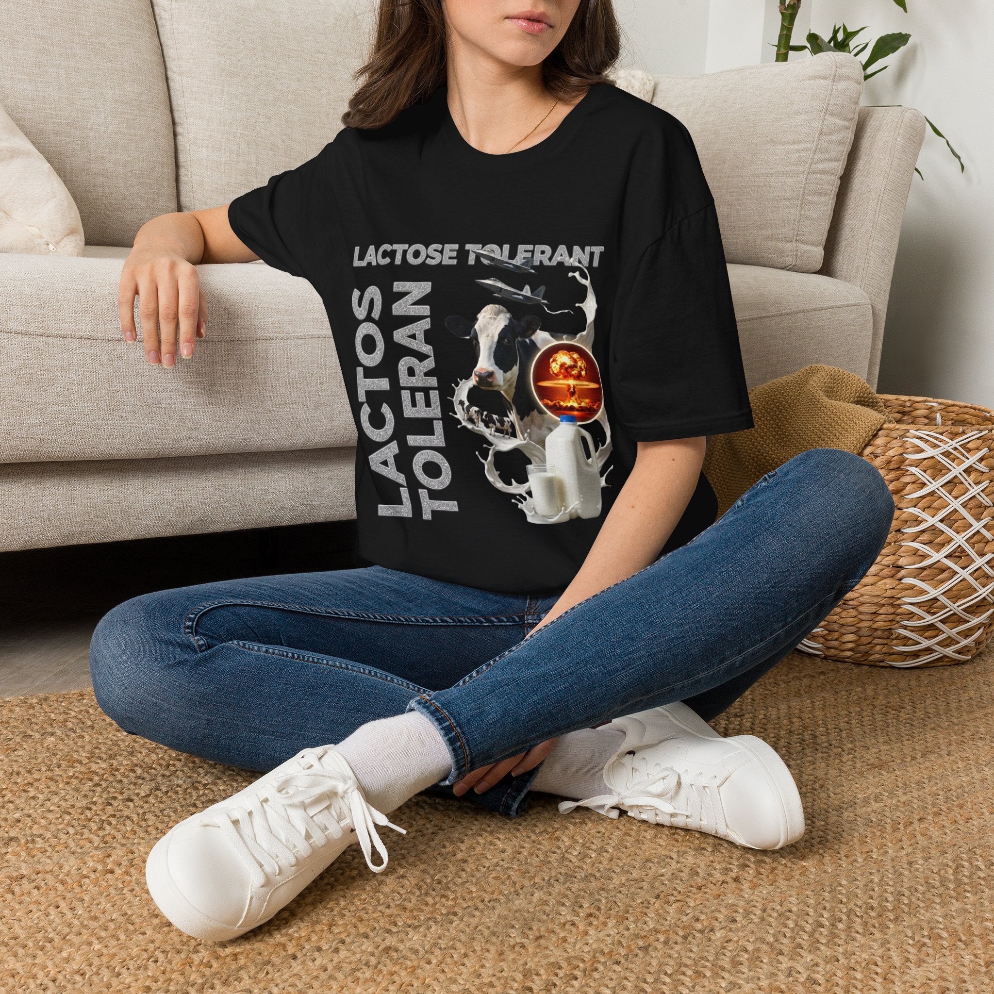 Lactose Tolerant Cow Graphic T-Shirt — Funny Dairy Lover Tee